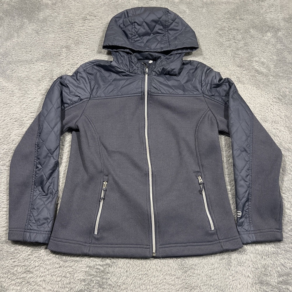 Free Country Hooded Jacket Slate Gray Quilted Outdoors Women's Small‎